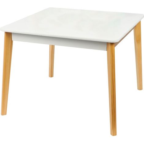 Table Enfant Carrée Bois Blanc (1/6)