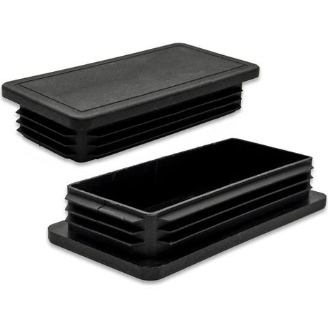Lot de 20 rectangulaire en Plastique Bouchon Tuyau Durable Bouchon Embout Trou Bouchon Bouchon Insert, Protecteur de Sol Feuille Bouchon Chaise Slider pour Jambes et tuyaux, Noir (1/5)