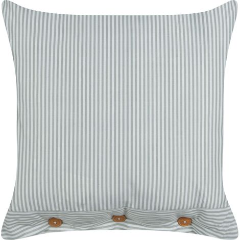 Cojín decorativo moderno cuadrado botones estampado a rayas verde y blanco 45 x 45 cm Sebrine