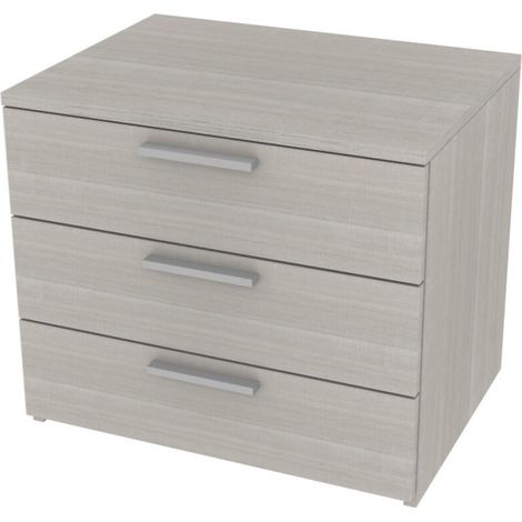 Cassettiera 3 cassetti - Design moderno, chiusura rallentata - Rovere rock