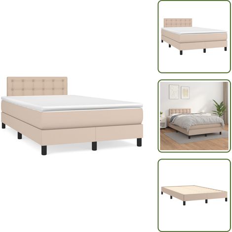 The Living Store Sommier à lattes de lit matelas cappuccino 120x190cm similicuir - Lit Capitonné - Lit Double - Literie - Chambre À Coucher - Meuble De Chambre (1/5)