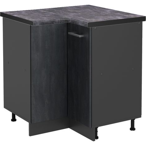 Meuble d'angle R-Line, Béton noir, 75.6 cm PT Anthracite, Vicco