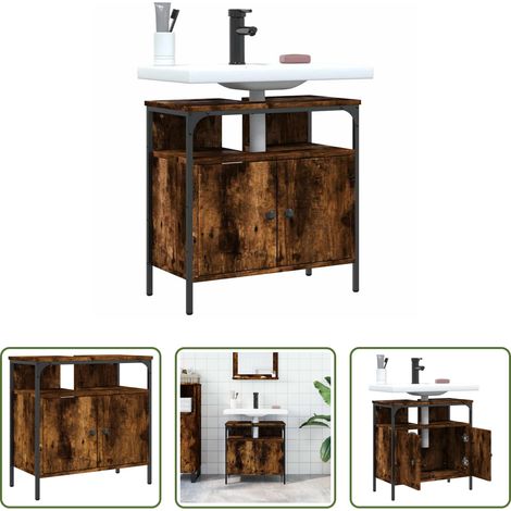 Armoire lavabo - Armoire lavabo de salle de bain chêne fumé 60x30x60 cm (1/5)
