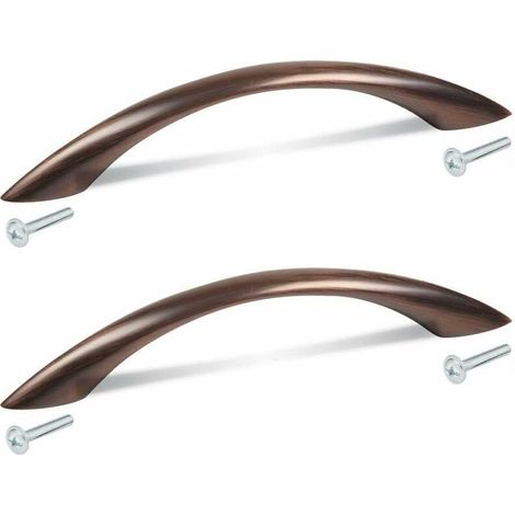 – Lot de 2 poignées de meuble métal finition vieux cuivre foncé – Entraxe 96mm, hauteur 24mm – Vis incluses pour tiroirs et armoires (1/4)