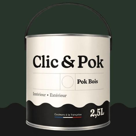 Peinture Bois Extérieur – POK BOIS - 2,5L - RAL 6009 - Vert sapin- Résistante aux intempéries - Ne s'écaille pas