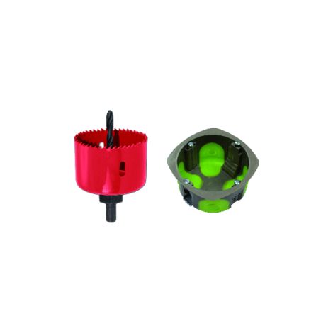 Pack de 100 boîtes d'encastrement - 1 poste - Ø 67 mm - Profondeur 40 mm - Avec scie cloche - R'Box - 500100 - Bizline