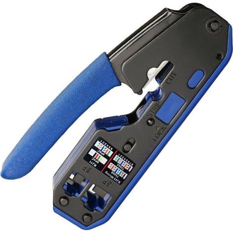 Pince à Sertir Professionnelle RJ45 Outil Sertissage RJ45 Cat 7 avec Prise Cat6 RJ45 et Connecteur RJ45 (1/4)