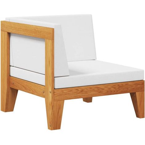 Canapé d'angle avec coussins blanc cassé, en bois d'acacia. (1/5)