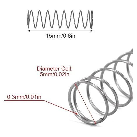 Compression Spring 15 mm Stainless Steel Compression Springs Wire Diameter 0.3 mm Outer Diameter 5 mm Spring Force 0.1 kg (1/4)