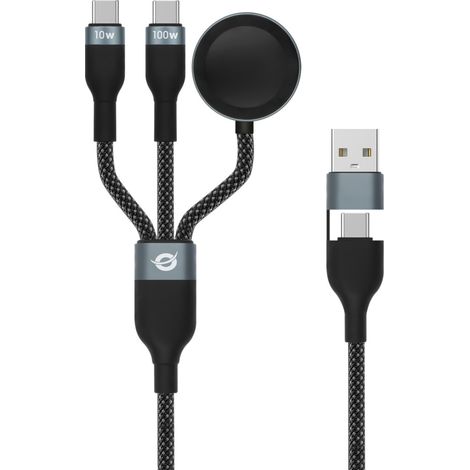 Cable conceptronic usb-c macho / 2xusb-c macho + apple watch 1.5m black (1/4)