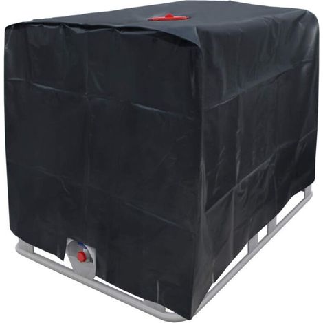 Bâche de réservoir d'eau, Bâche Couverture Réservoir IBC pour Cuve 1000L, Capôt de Protection Container Citerne Eau, Anti-poussière Anti-UV Anti-Pluie, 120x100x116cm (le noir) (1/5)