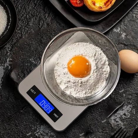 Wasserdichte, grammgenaue elektronische Präzisionswaage, ideal zum Backen, Kochen, für den Hausgebrauch und für Lebensmittel (20 kg/1 g). (1/5)