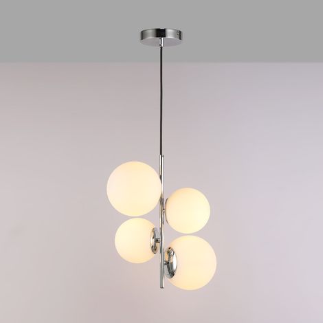 Suspension boule en verre "TANNA" - E27 - Ø 15cm - Chromé