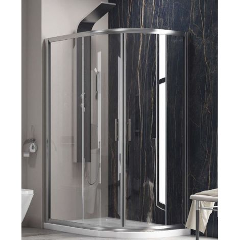 Cabine de douche d'angle ¼ de cercle FLORA 650 90x120 H.190 cm-Transparent-Gauche-Transparent-90 -- (1/4)