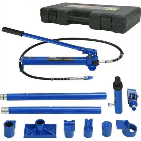Kit Porta Power hydraulique 12 tonnes – Cric Robuste pour redressage de châssis Auto – Pompe, vérin, Flexible 1,4 m – Mallette Portable Bleue – pour Garage, Camion, Atelier – 12 t  Boîte