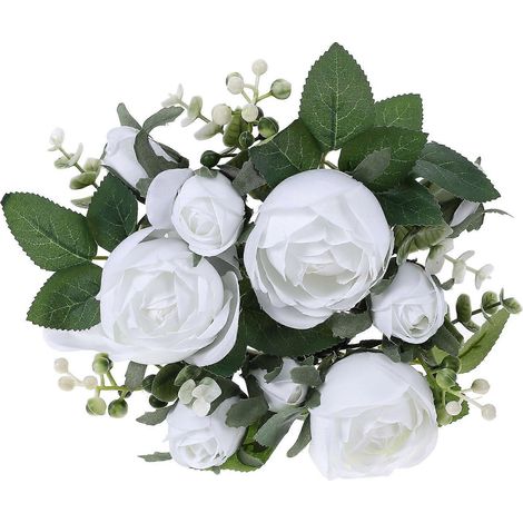 Couronne de bougies en forme de rose artificielle blanche, lot de 5, pour mariage ou fête. (1/5)