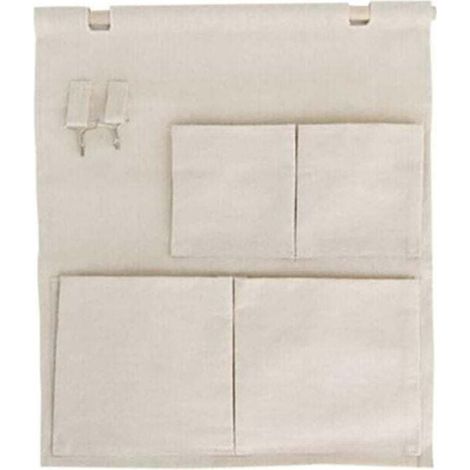 Sacs de rangement muraux, organiseur suspendu en tissu de coton, pochette en lin de couleur unie sur la porte du placard (1/4)
