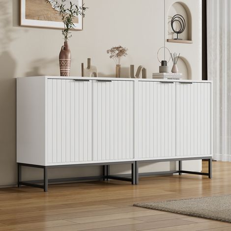 Modernes Sideboard, Kommode mit 2 Vakuumgusstüren, Unterschrank mit Griffen, 80x40x80 cm, Weiß