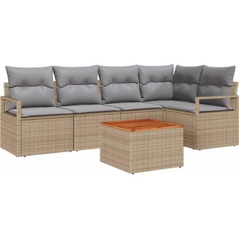 Maison Exclusive - Gartensofa-set 6 Stk. Beige Poly-Rattan (1/5)