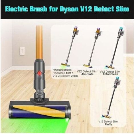 Bürste für Dyson V12 Detect Slim Walzenbürstenkopf für Dyson Staubsauger Zubehör Ersatzteile mit LED-Leuchten Turbobürstenreinigung für Hartböden