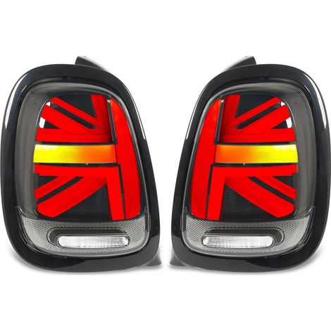 Feux arrière Union Jack entièrement LED avec clignotant séquentiel pour Cooper F55 F56 F57 S JCW 2014 à 2024 noir rouge (1/5)