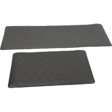 Tapis de sol rembourré en PVC, antidérapant, confortable, facile à nettoyer, pour la maison, le bureau, l'évier, la buanderie, gris 44 x 75 x 1,2 cm et 44 x 150 x 1,2 cm.. (1/3)