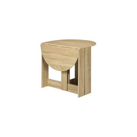 Table de salle à manger pliante avec 2 abattants, console en bois gain de place, chêne (1/5)