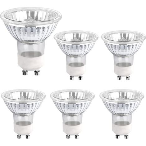Ampoule Halogene GU10 50W 220V, Dimmable Ampoule Spot Halogene MR16, pour Lumière d'armoire, Lumières d'exposition, pack de 6, (1/5)
