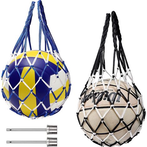 Lot de 2 Filets de Balle Portables, Sac Filet de Ballon, Filet à Balles, Sac en Filet de Nylon, Filets de Balle pour Le Football Basketball Rugby Réutilisable (1/5)