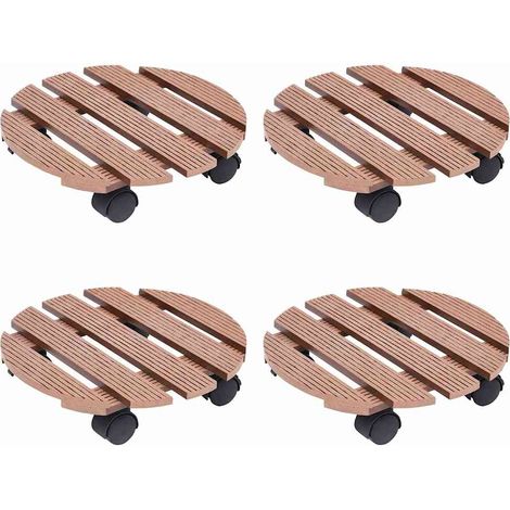 vidaXL Soportes con ruedas para plantas 4 uds marrón WPC Ø30x7,5 cm (1/5)