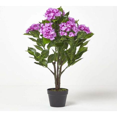 HOMESCAPES Kunstpflanze Lila 'Hortensie' im Topf, 85 cm
