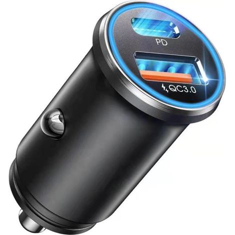 Caricabatterie da auto USB C, PD 30W e QC 20W, ricarica rapida 3.0, mini caricabatterie da auto USB C, caricabatterie da auto 12V per iPhone 16 Pro Max 15 14 13 Galaxy S24 23 iPad Tablet AirPods (1/3)