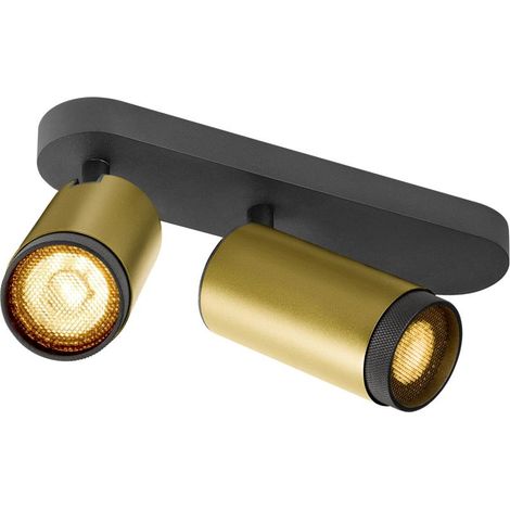 Plafonnier GRIP L cylindrique double 6W QPAR51 or/noir - SLV - 1009099