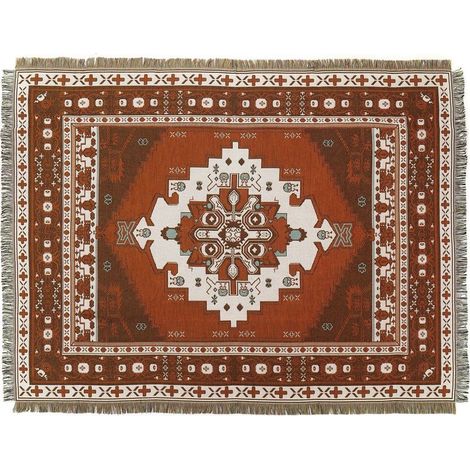 1 Pièce 160x130cm Couverture Plaid Brun Tricotée Décorée avec des Franges Bohême Simple Doux Confortable Protéger Contre Le Froid pour Canapé Sofa Chaise à Repos et Sieste (1/5)