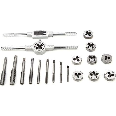20 PCS Outil Pour Tarauder, tarauds et filières, Filetage Extracteurs de Vis, M3-M12 en Acier, avec Étui de Rangement (1/5)