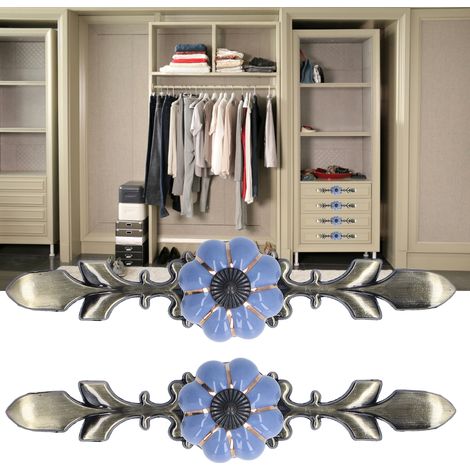 2 Sets/Verkauf von kürbisförmigen Keramikgriffen, Zinklegierung, chinesischer Landhausstil, für Schrankschubladen/Schuhschranktüren, einlochiger Schrankgriff, Königsblau 1045A. (1/5)