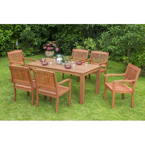 Maracaibo Set 7tlg 6 Sessel Tisch 170x90cm