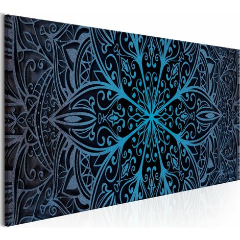 Tableau plumes bleues étroites - 135 x 45 cm (1/4)