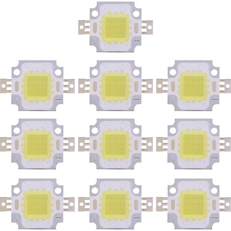 10 pièces 10W LED SMD puce COB DC 9-10V pour lampe projecteur perles ampoule haute puissance blanc froid (1/5)
