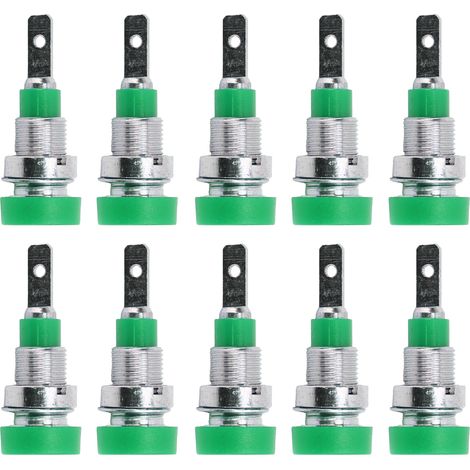 Lot de 10 connecteurs banane en laiton de 2 mm pour panneaux, adaptés aux équipements électroniques industriels. Verts. (1/5)
