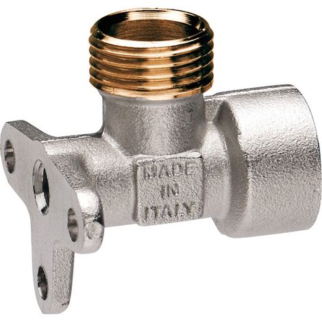 IDRO-BRIC Raccordo a L compressione per tubo rame 1/2" con supporto muro (1/3)