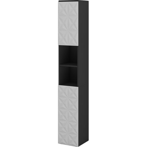 Badschrank Edge, Schwarz, 30 x 189.5 cm mit 2 Türen und 3 Fächer, Vicco