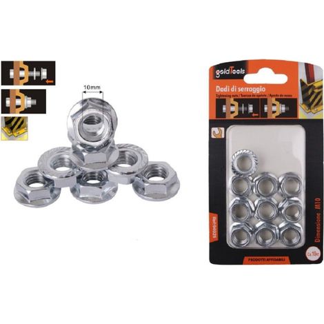 Trade Shop - SATZ 10ST. SECHSKANTFLANSCHMUTTER M10 SCHRAUBEN 10MM 94925 - (1/2)
