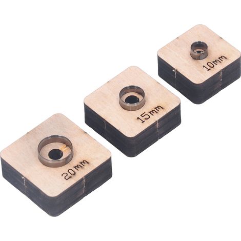 Lot de 3 matrices de découpe circulaires avec plaque en bois et moules de perforation en métal pour cuir et tissu (10 mm, 15 mm, 20 mm).