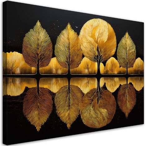 Tableau déco Arbres dorés Abstraction automnale 60x40 (1/5)