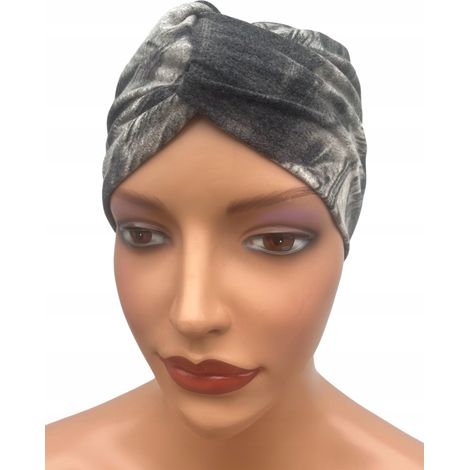 Stilvolles, breites Stirnband, 180 cm, halber Turban aus warmem und weichem Strickviskose. (1/5)