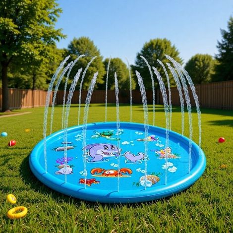 Tapis d'arrosage Dauphin pour enfants et animaux de compagnie — Tapis de jeux d'eau d'extérieur pour pelouse（Diamètre : 120 cm）