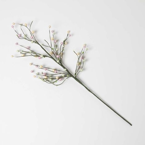 HOMESCAPES Großer Dekozweig mit Dekoperlen - Osterschmuck pastellfarben
