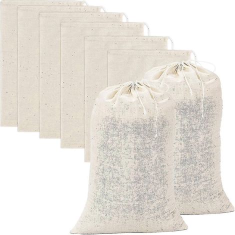 Lot de 20 grands sacs en mousseline de coton à cordon, sacs à thé (8 x 12 pouces) (1/5)