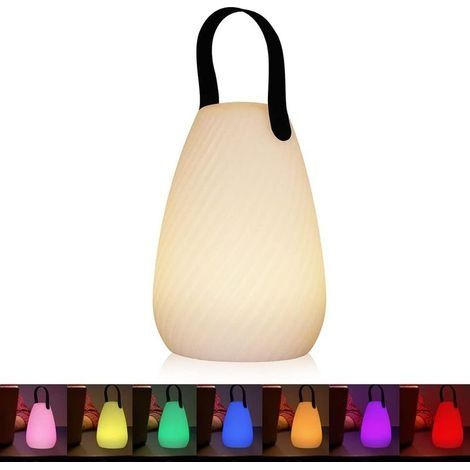 Lampe de Table Lampe de Chevet Portative, LED étanche Rechargeable sans Fil Multicolore Dimmable Lampe de Jardin Extérieure LED, Terrasse, Lanterne Intérieure (Sergé) (1/5)